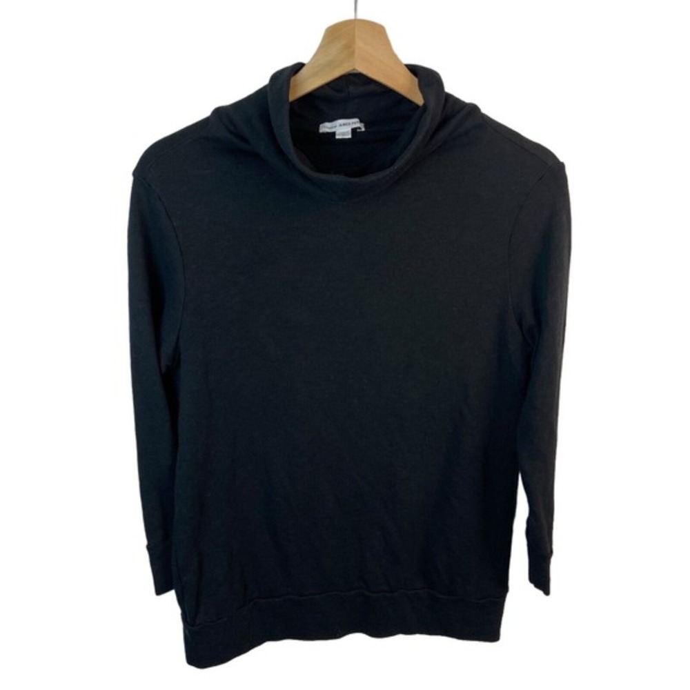 James Perse Standard women's black Soft Funnel Turtleneck sweatshirt Sweater 0